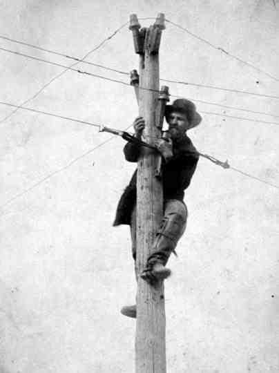 Worker Reparing Telegraph Line? 1862 or 1863/